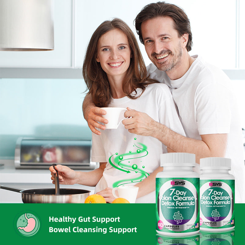 BSYS 7-Day Colon Cleanse & Detox Formula | Natural Digestive Support | 60 Capsules