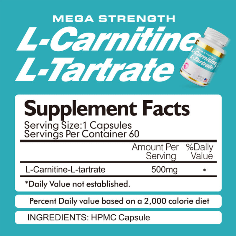 BSYS Mega Strength L-Carnitine L-Tartrate | Fat to Energy Conversion | Endurance & Recovery Support