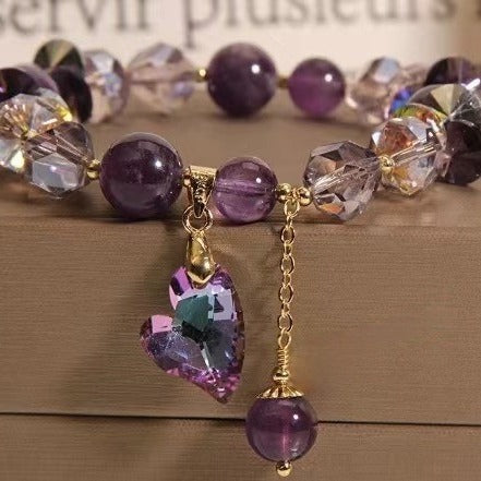 Enchanting Amethyst Love Bracelet β Heart-Shaped Gemstone Charm