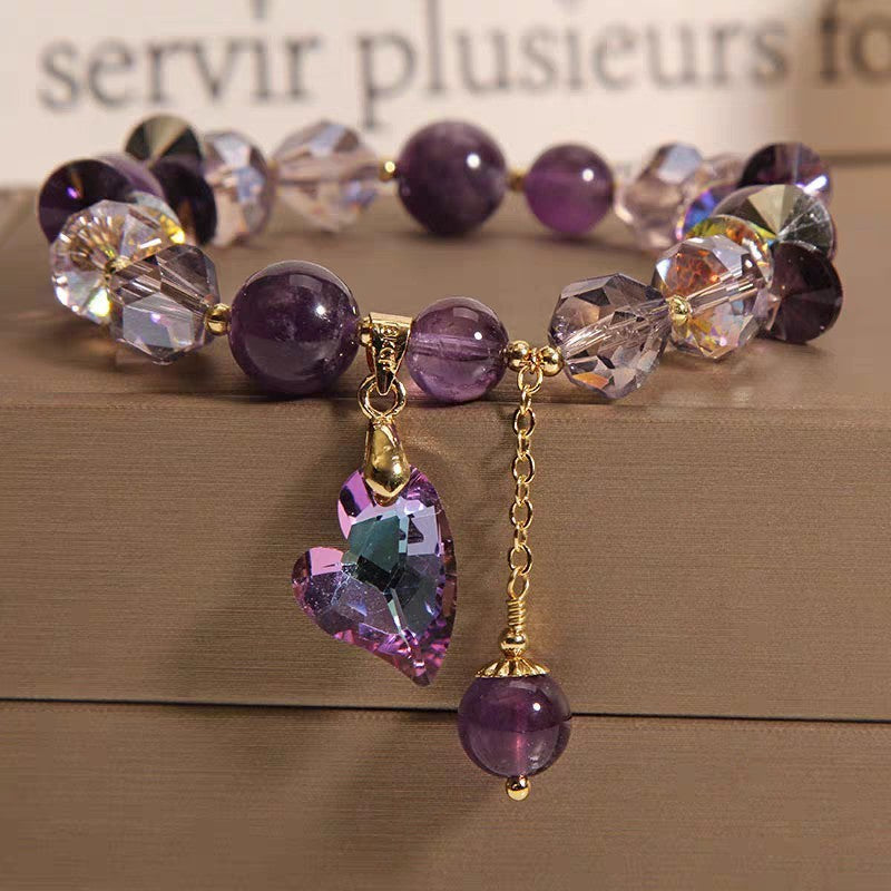Enchanting Amethyst Love Bracelet β Heart-Shaped Gemstone Charm