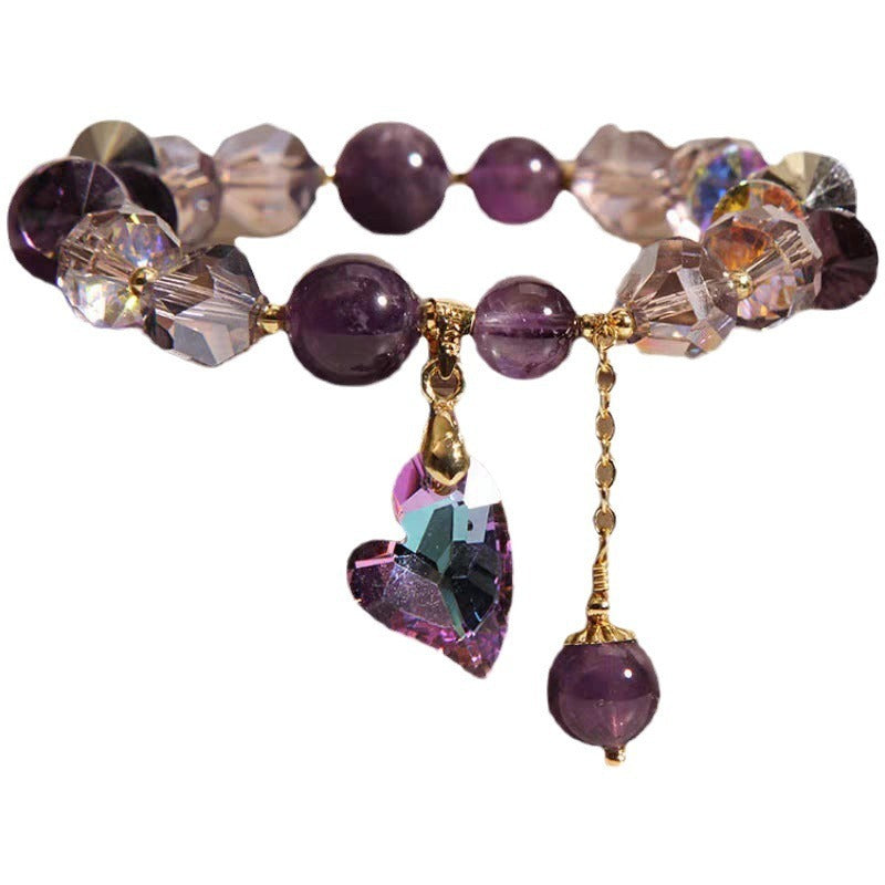 Enchanting Amethyst Love Bracelet β Heart-Shaped Gemstone Charm