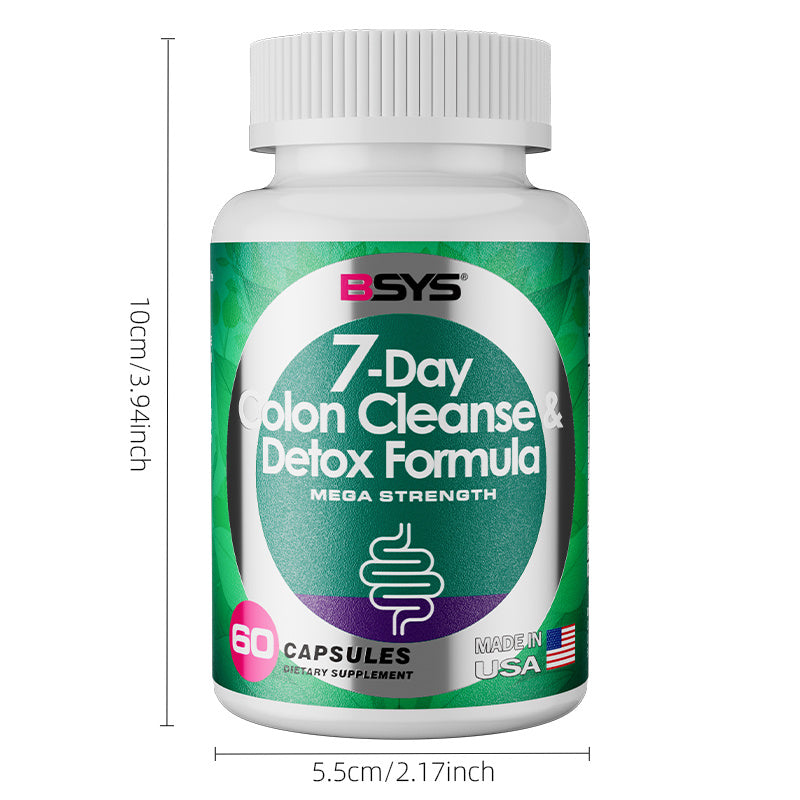BSYS 7-Day Colon Cleanse & Detox Formula | Natural Digestive Support | 60 Capsules