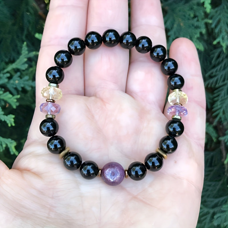 Women's Versatile Obsidian Beaded Bracelet – Timeless Elegance🖤
