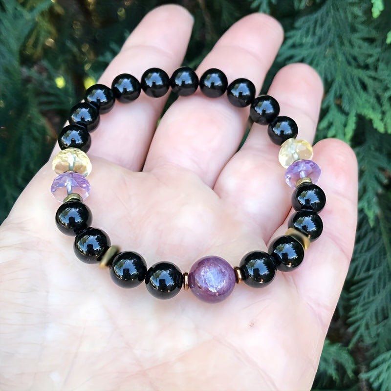 Women's Versatile Obsidian Beaded Bracelet – Timeless Elegance🖤