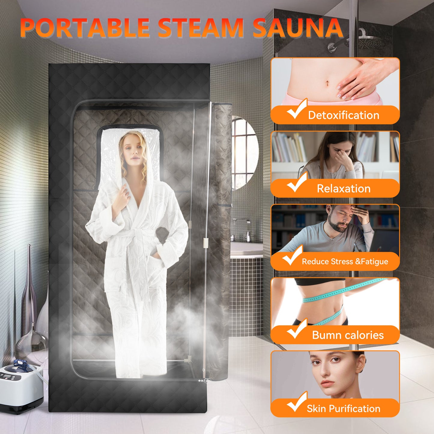 Portable Full-Body Sauna Room – Fast Heating Personal Steam Spa for Home Relaxation & Detox