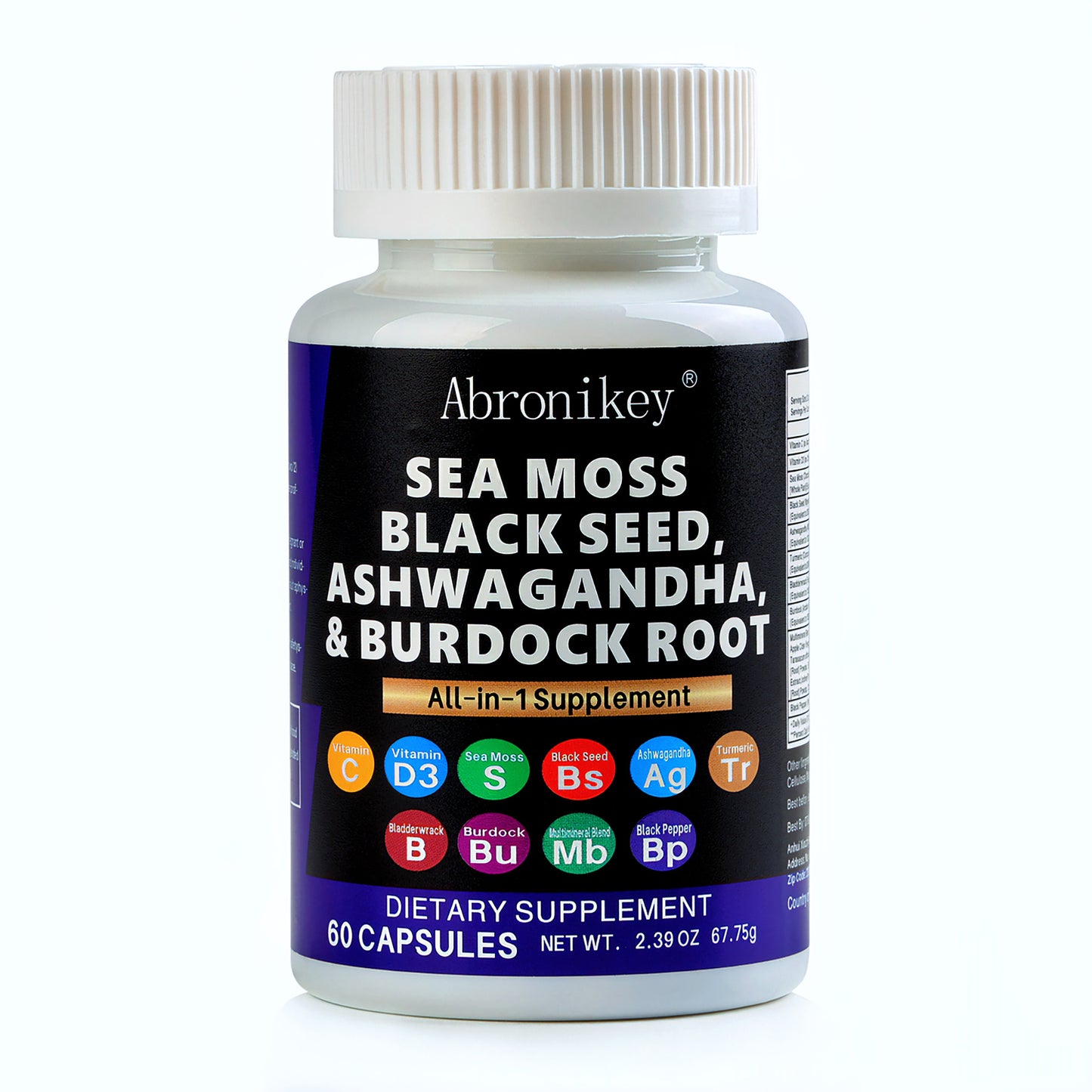 Abronikey 15-in-1 Sea Moss Capsules – Ultimate Immune & Digestive Support with Black Seed Oil, Ashwagandha & Burdock Root