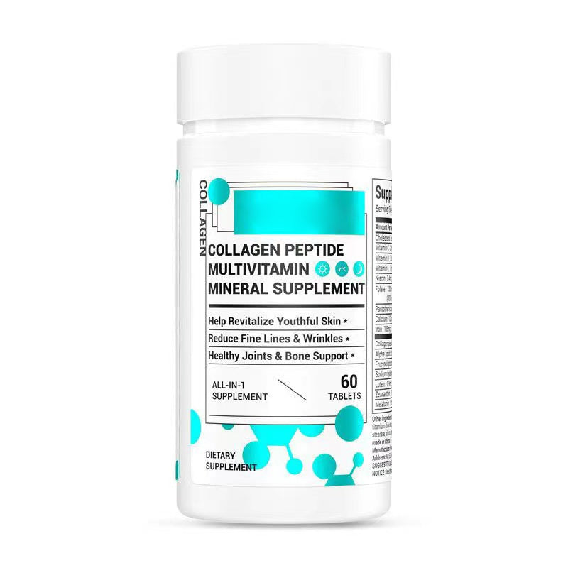 Premium Collagen + Multivitamin Complex | Skin, Hair & Joint Support | Vitamin D3, C, E, B & Probiotics | 60 Tablets