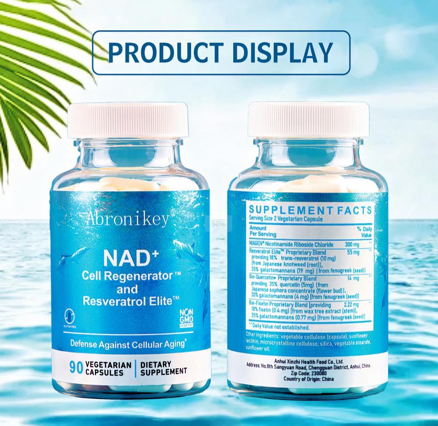 Abronikey NAD+ Cell Regenerator – Premium Nicotinamide Riboside & Resveratrol Supplement for Energy, Focus & Healthy Aging (90 Capsules)