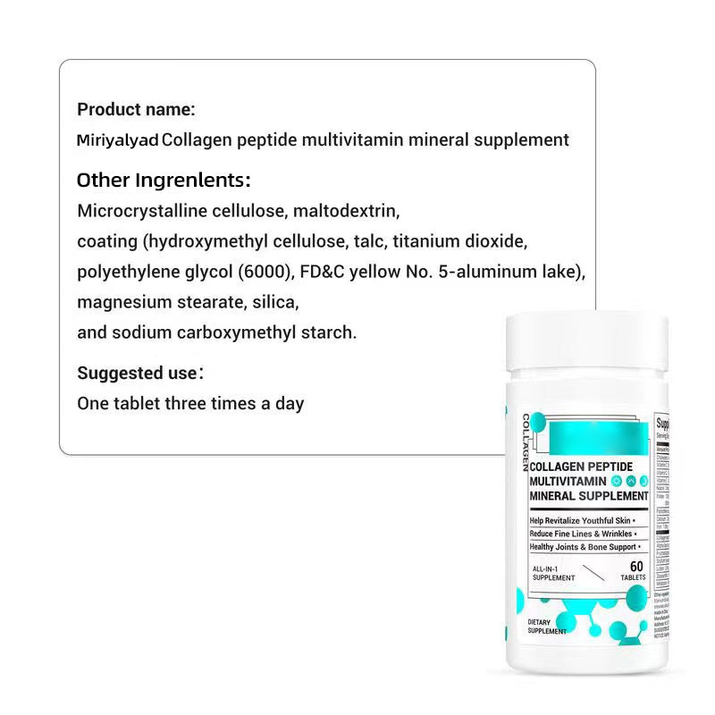 Premium Collagen + Multivitamin Complex | Skin, Hair & Joint Support | Vitamin D3, C, E, B & Probiotics | 60 Tablets