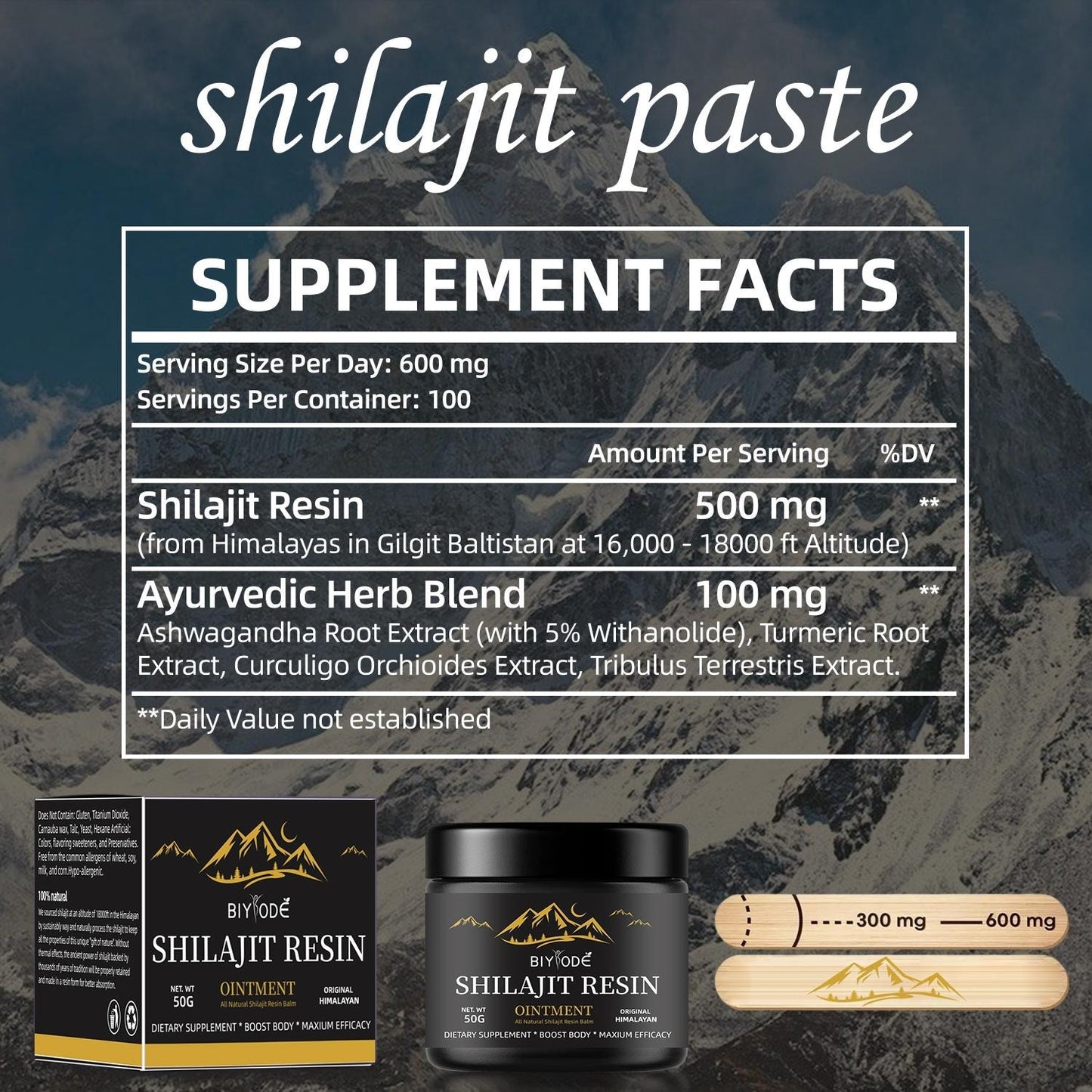 Pure Himalayan Shilajit Resin | With Ashwagandha & Gokshura | No Added Sugar | 50g Natural Supplement
