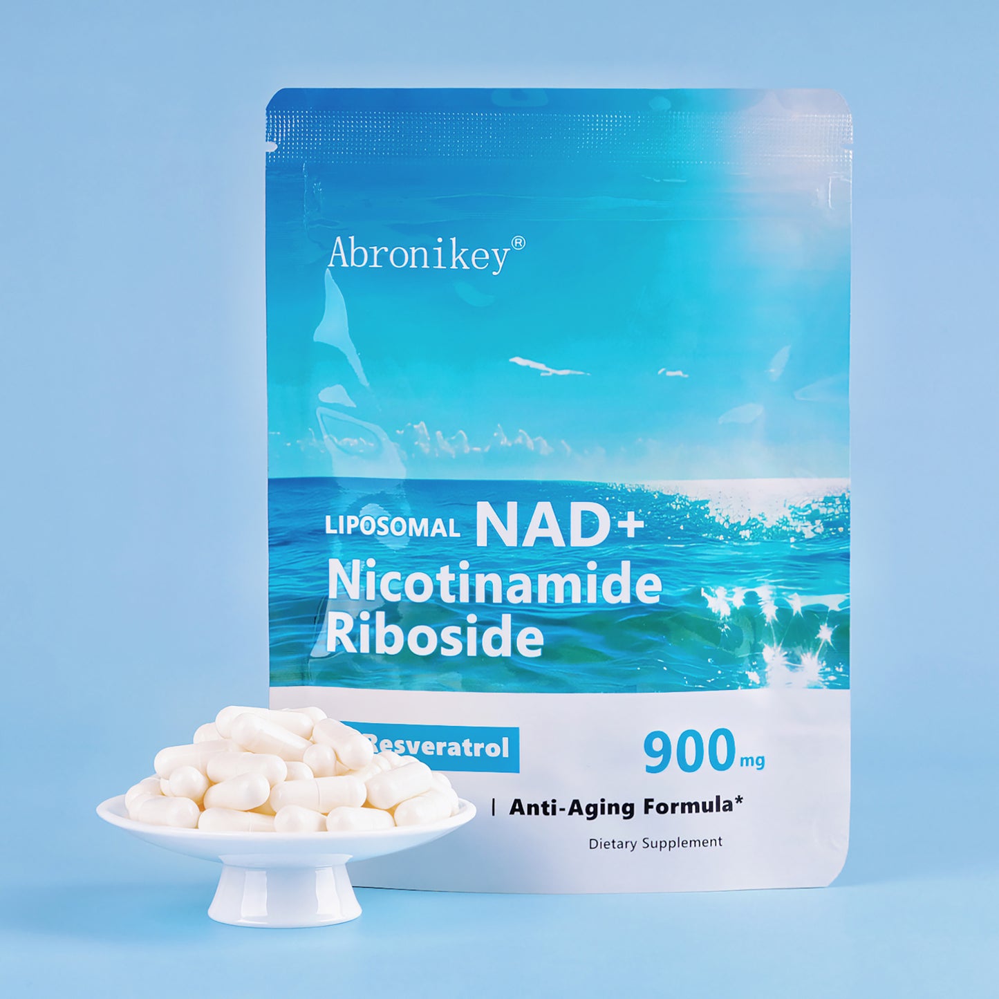 Abronikey NR900 NAD+ Supplement – Advanced Anti-Aging Formula with Nicotinamide Riboside, Resveratrol & Quercetin (80 Capsules)