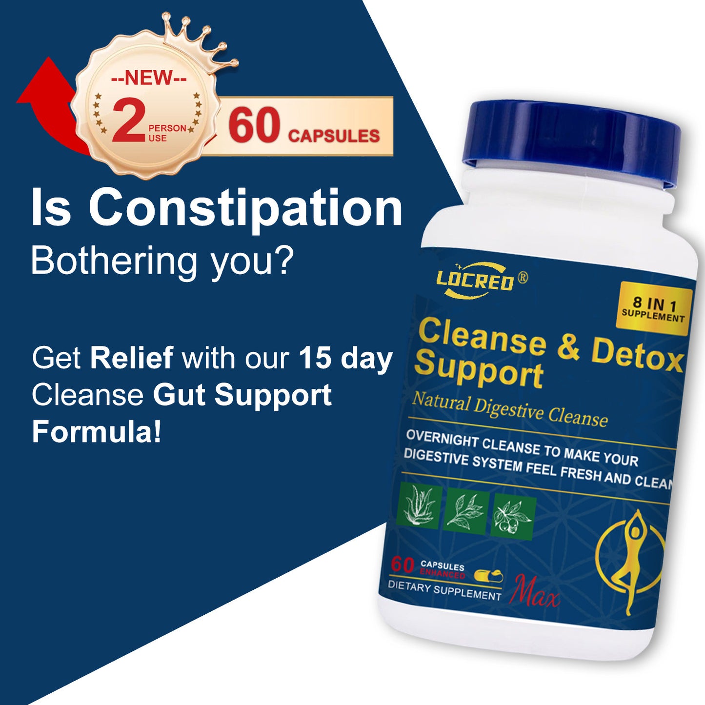 15-Day Natural Detox & Cleanse Capsules – Gentle Colon & Digestive Support