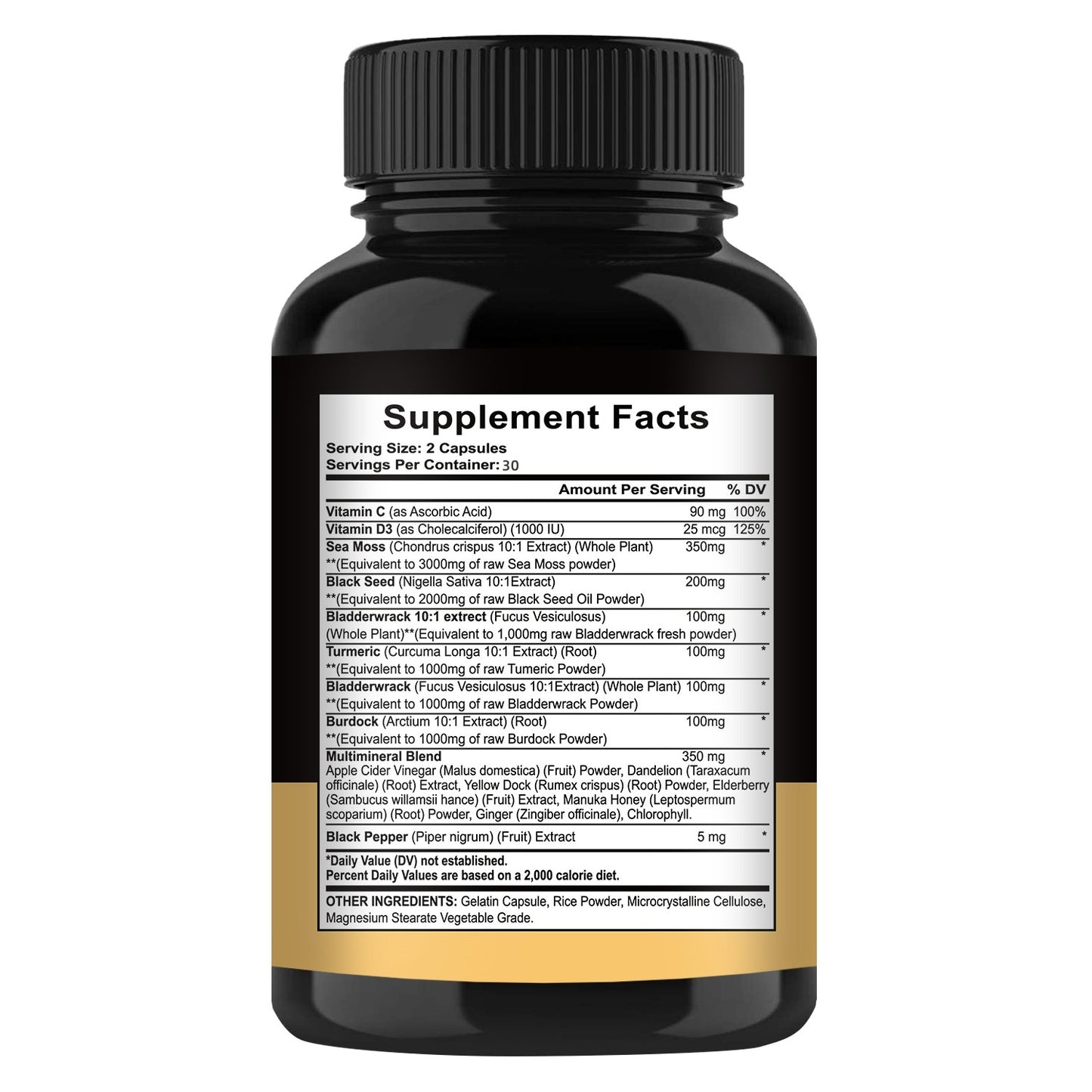 Sea Moss + Black Seed Oil + Bladderwrack & Turmeric – 16-in-1 Superfood Capsules