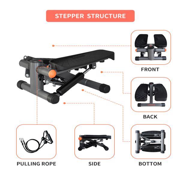 Mini Stepper with Resistance Bands & LCD Monitor – Compact Home Fitness Equipment for Cardio & Strength Training