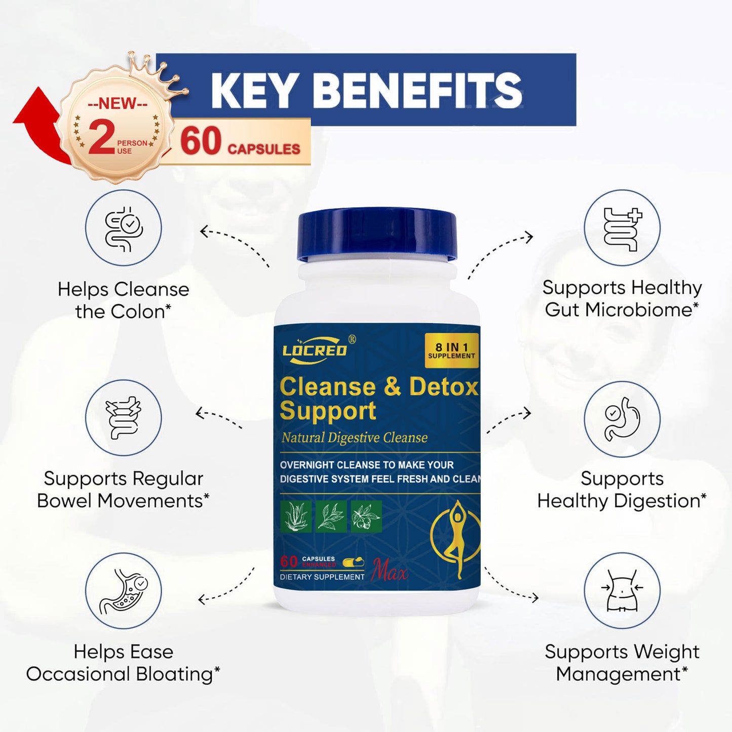 15-Day Natural Detox & Cleanse Capsules – Gentle Colon & Digestive Support
