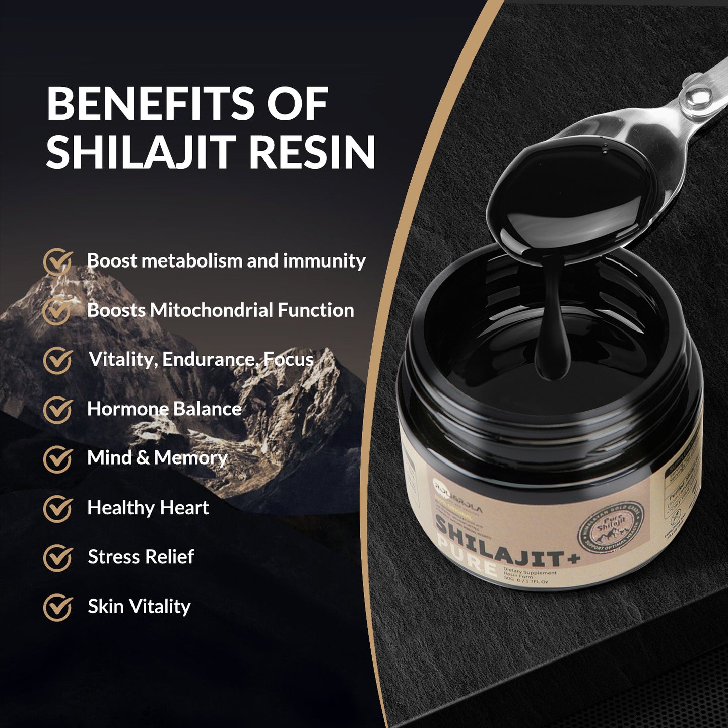 ROLI&ROLA Pure Himalayan Shilajit Resin – Premium Energy & Vitality Booster (50g)