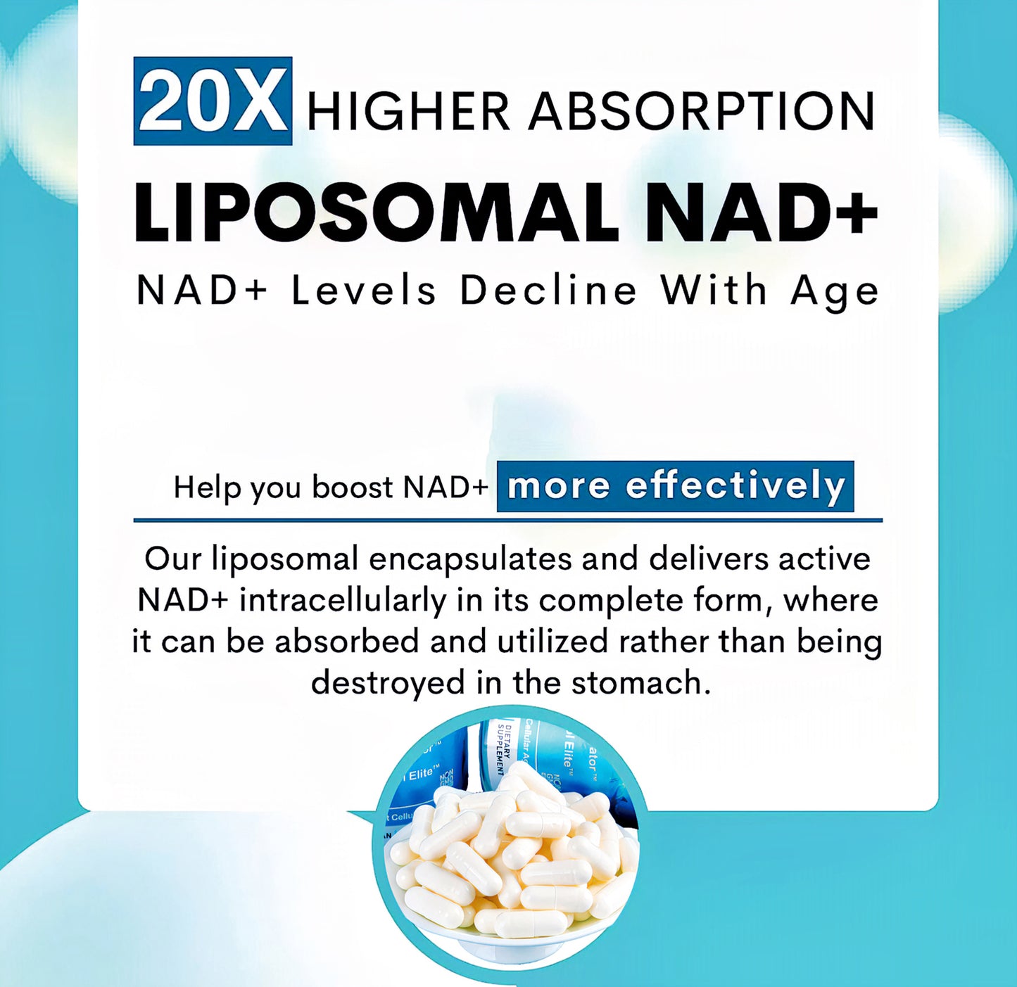 Abronikey NAD+ Cell Regenerator – Premium Nicotinamide Riboside & Resveratrol Supplement for Energy, Focus & Healthy Aging (90 Capsules)