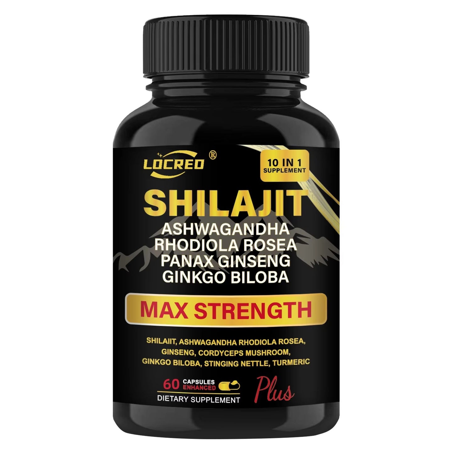 LOCRED Extra Strength Shilajit & Ashwagandha Capsules | Natural Vitality & Wellness Support (60 Capsules)