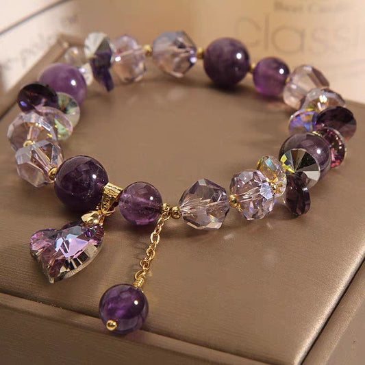 Enchanting Amethyst Love Bracelet – Heart-Shaped Gemstone Charm