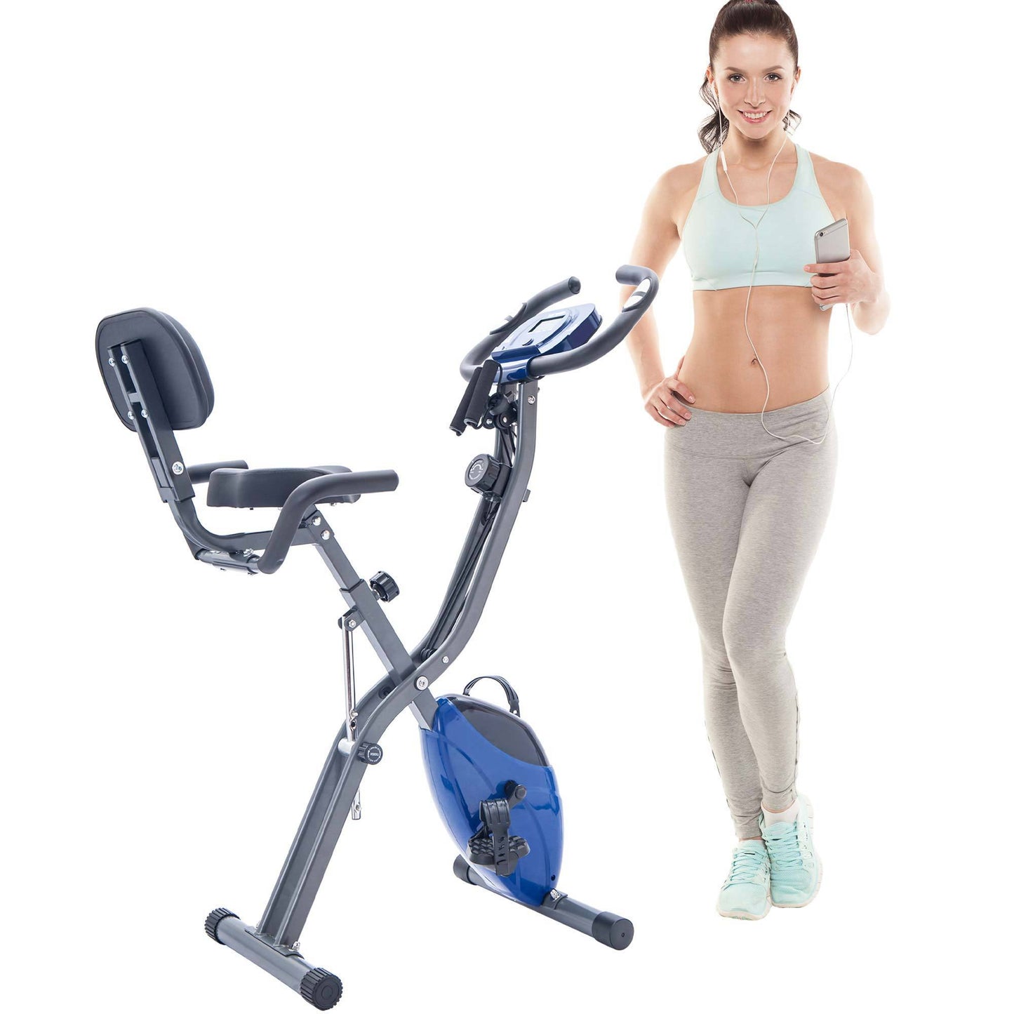 2-in-1 Folding Exercise Bike – Upright & Recumbent X-Bike with Adjustable Resistance & LCD Monitor
