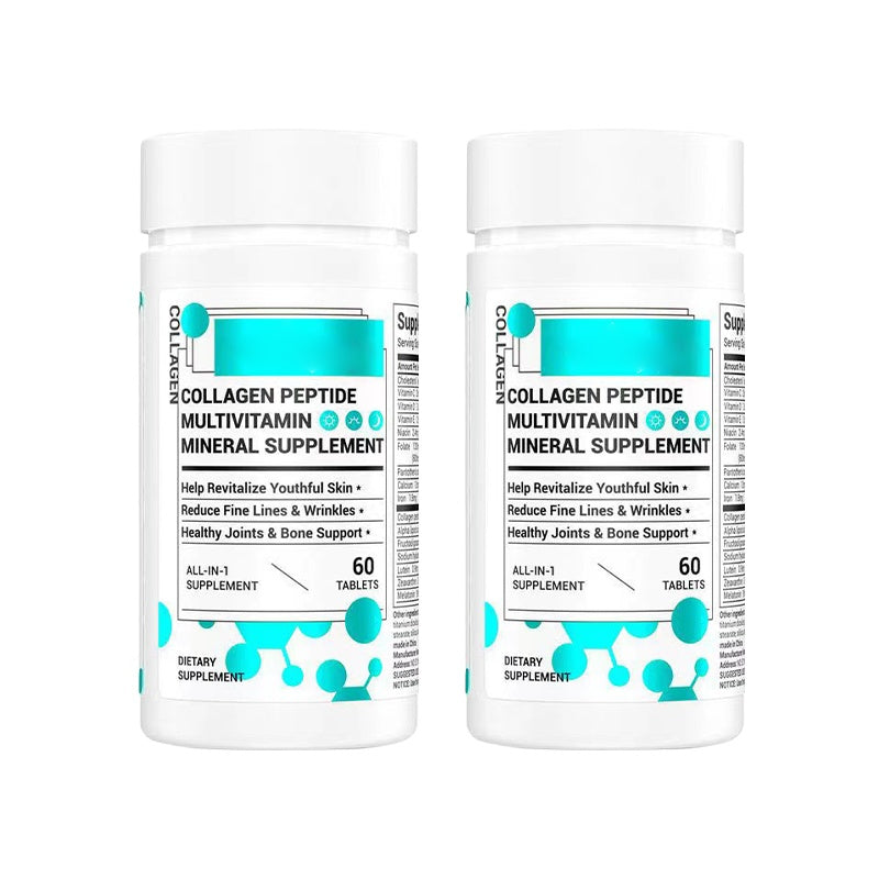 Premium Collagen + Multivitamin Complex | Skin, Hair & Joint Support | Vitamin D3, C, E, B & Probiotics | 60 Tablets