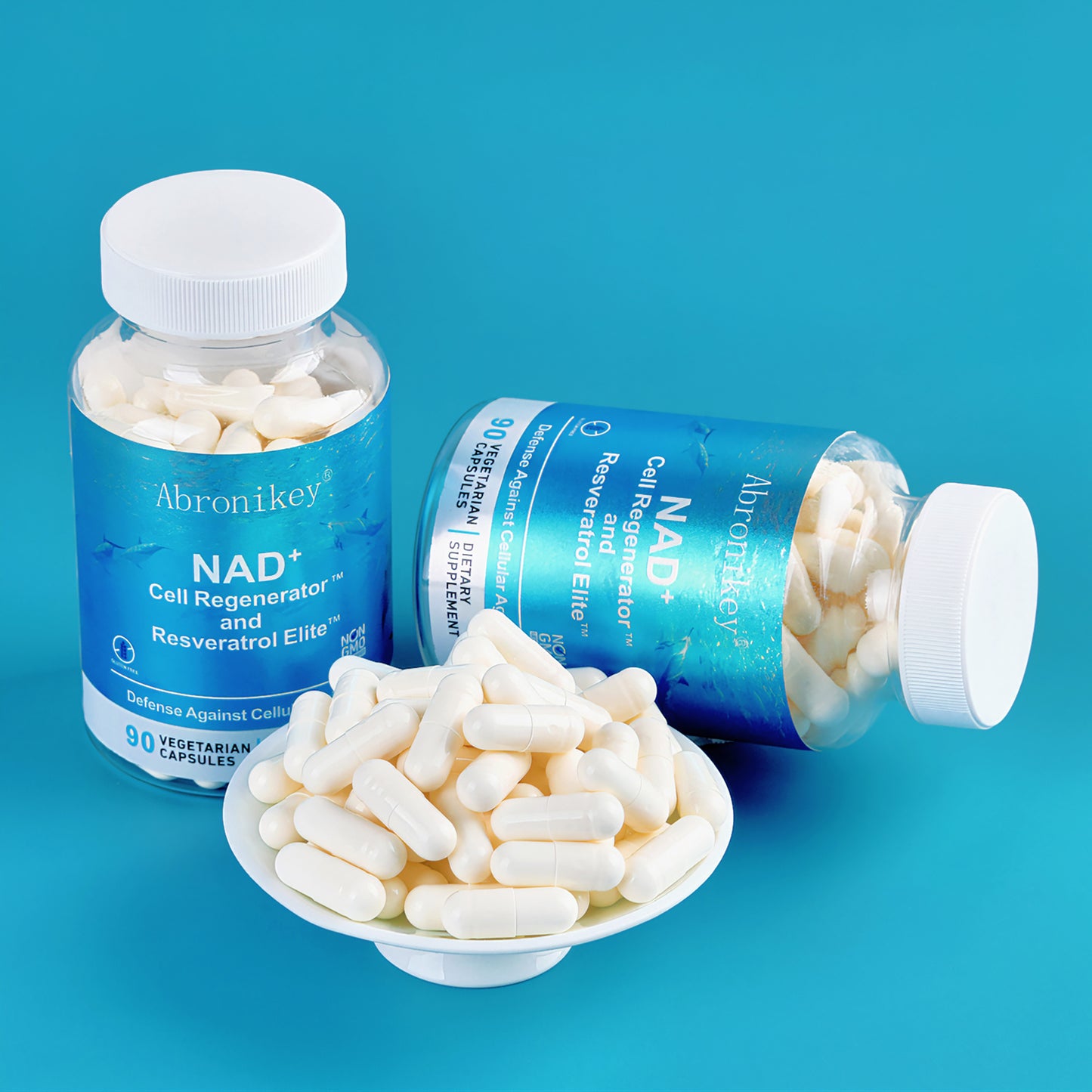 Abronikey NAD+ Cell Regenerator – Premium Nicotinamide Riboside & Resveratrol Supplement for Energy, Focus & Healthy Aging (90 Capsules)