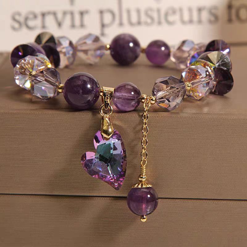 Enchanting Amethyst Love Bracelet – Heart-Shaped Gemstone Charm