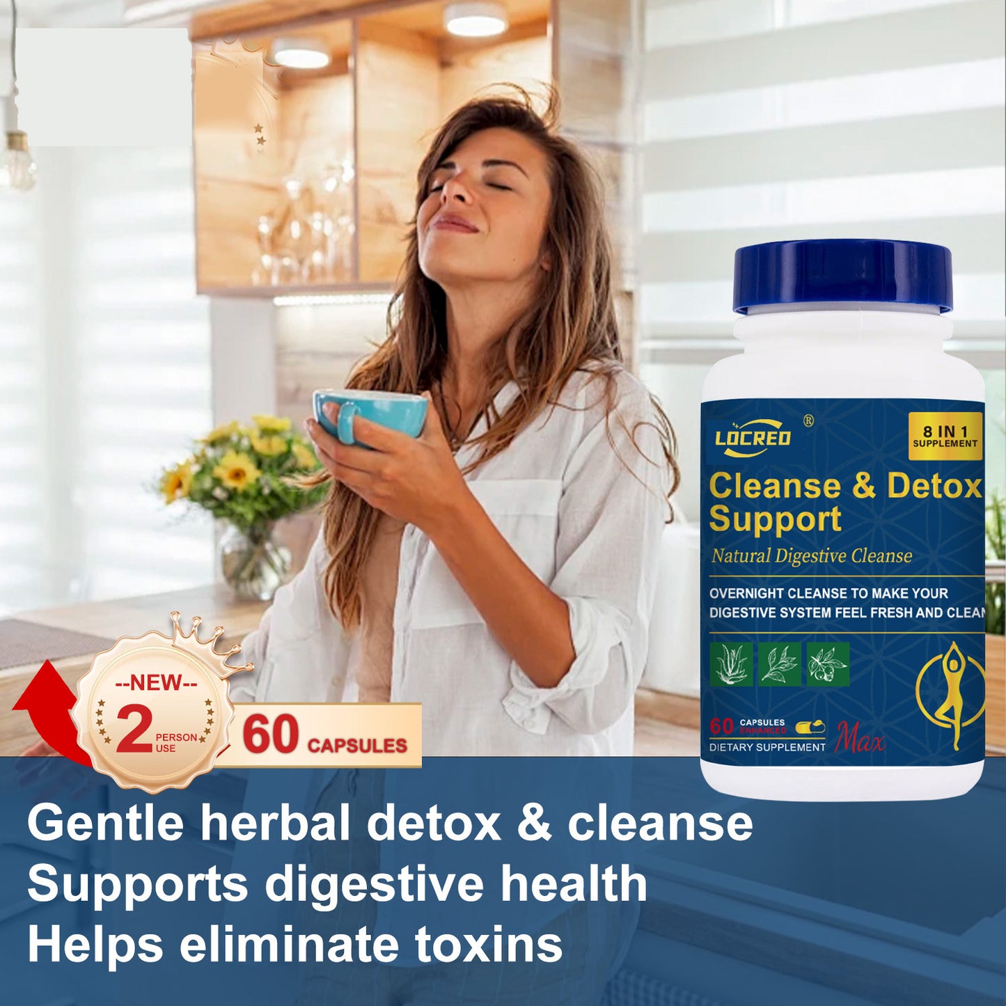 15-Day Natural Detox & Cleanse Capsules – Gentle Colon & Digestive Support